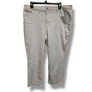 Chico's So Slimming Girlfriend Slim Leg Crop Pants Pinstripe Gray 16R 3R‎ Denim